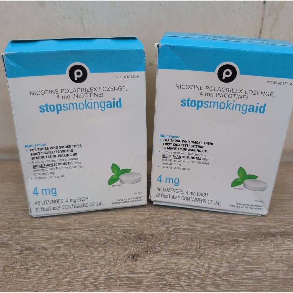 Lot of 2 Publix Nicotine Polacrilex Lozenge 4mg Mint 48 Count  9/26 & 2/27 New